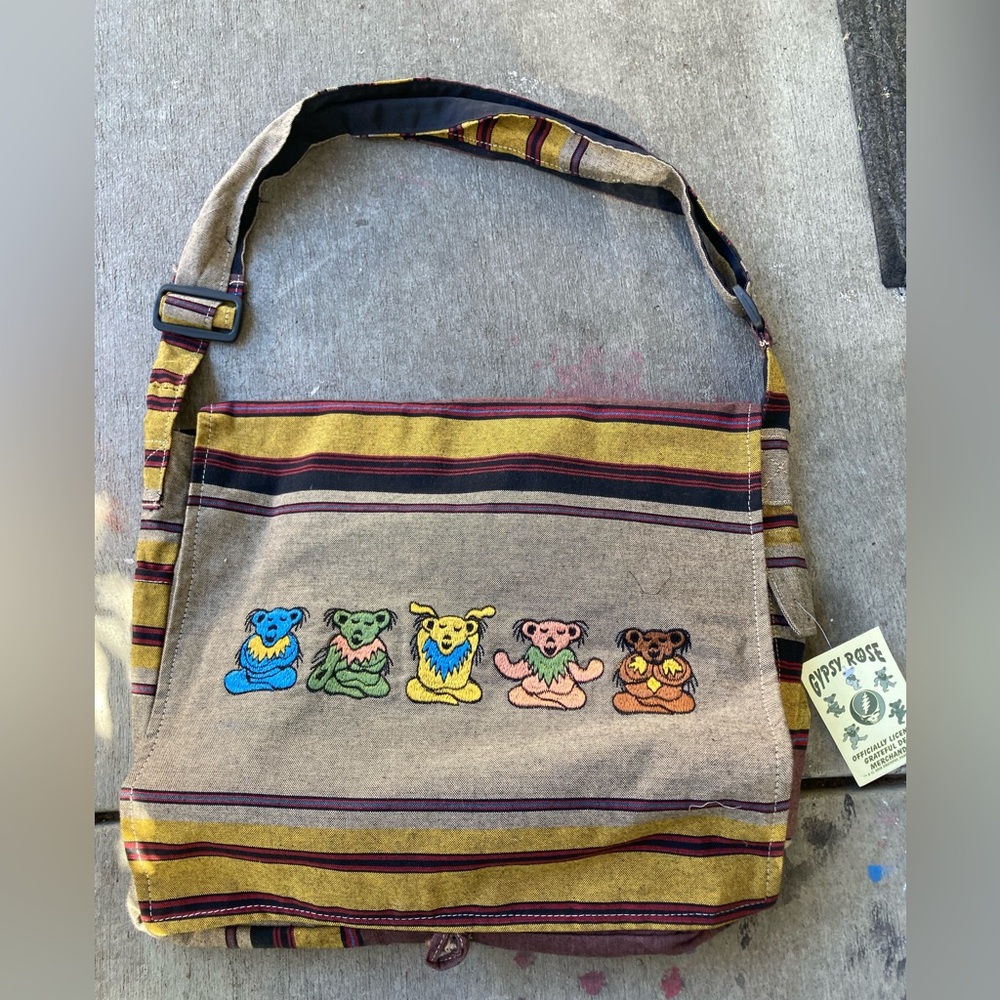Grateful bears logo fold over tote bag
